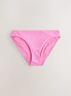 Pink Zebra Textured High Leg Bikini Bottoms