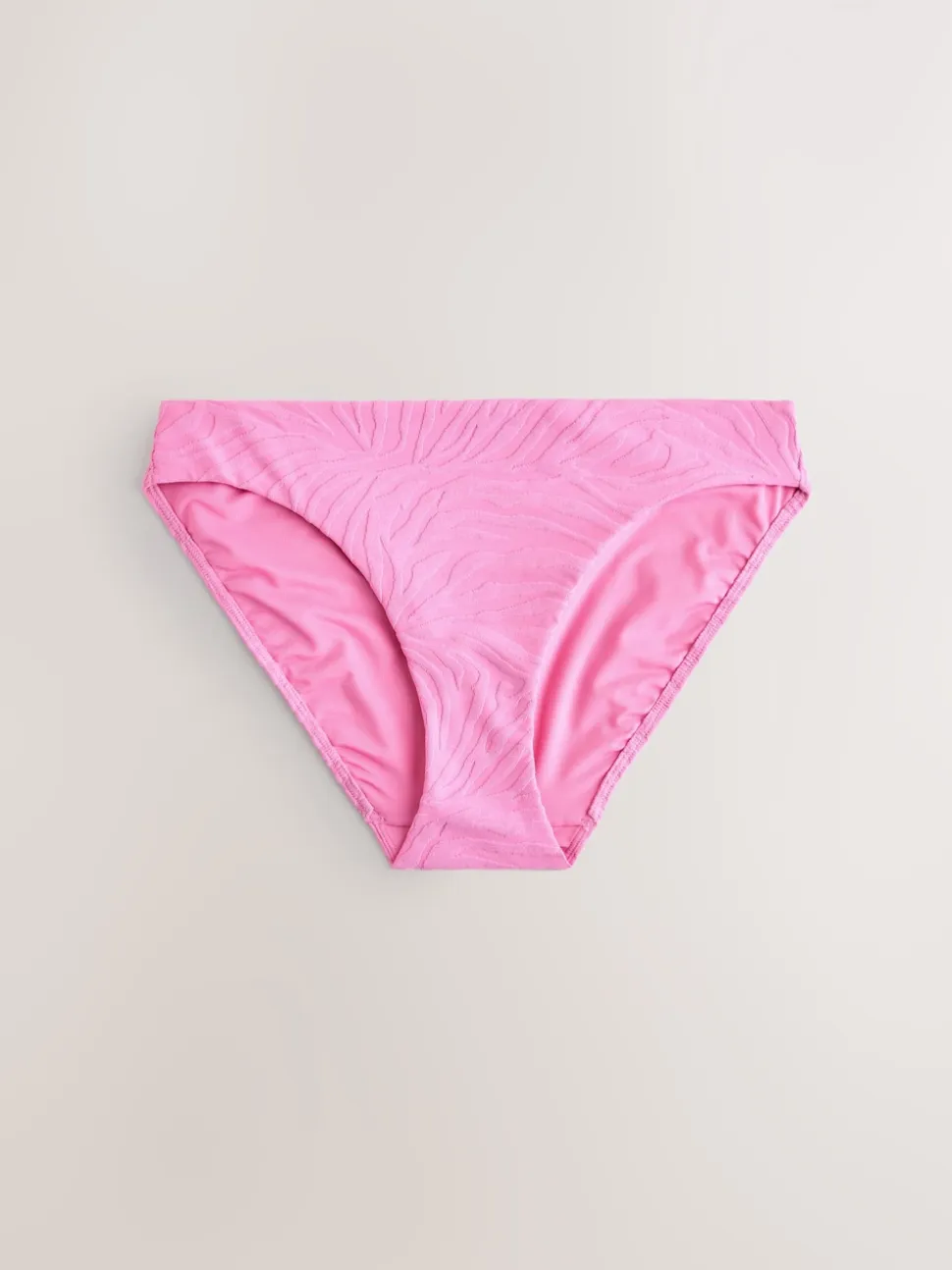 Pink Zebra Textured High Leg Bikini Bottoms