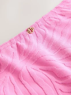 Pink Zebra Textured High Leg Bikini Bottoms