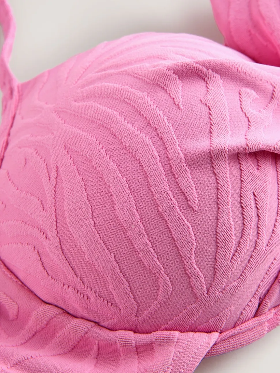 Pink Zebra Textured Padded Wired Plunge Bikini Top