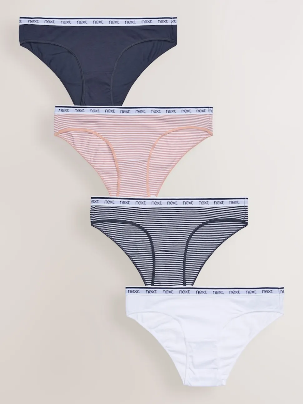 Pink/Blue Stripe Bikini Cotton Logo Knickers 4 Pack