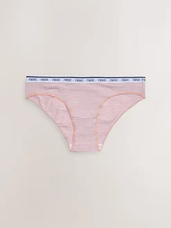Pink/Blue Stripe Bikini Cotton Logo Knickers 4 Pack