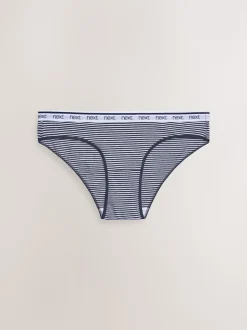 Pink/Blue Stripe Bikini Cotton Logo Knickers 4 Pack