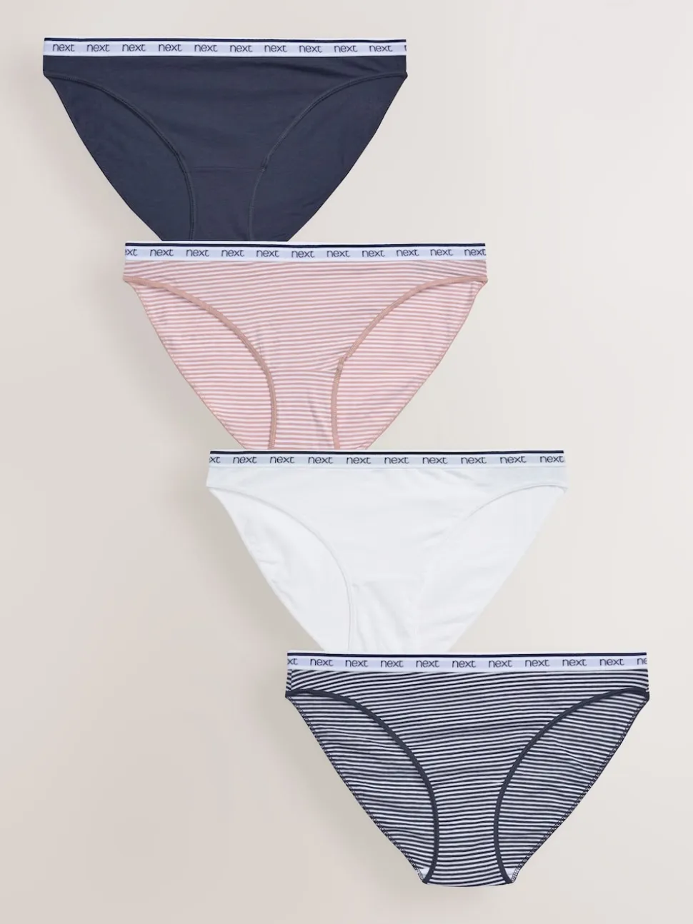 Pink/Blue Stripe High Leg Cotton Logo Knickers 4 Pack