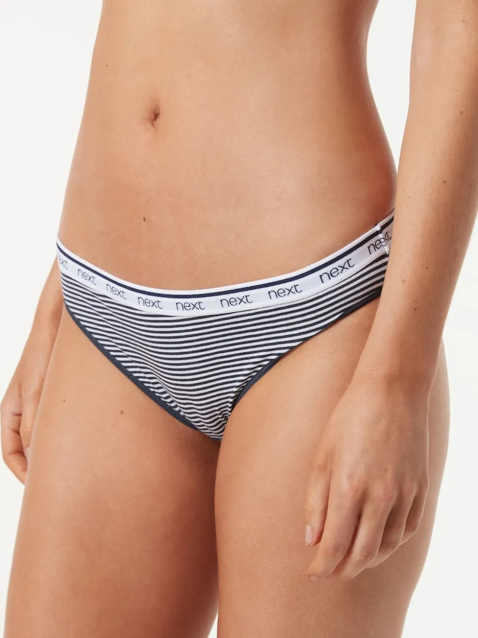 Pink/Blue Stripe High Leg Cotton Logo Knickers 4 Pack