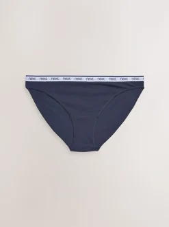 Pink/Blue Stripe High Leg Cotton Logo Knickers 4 Pack