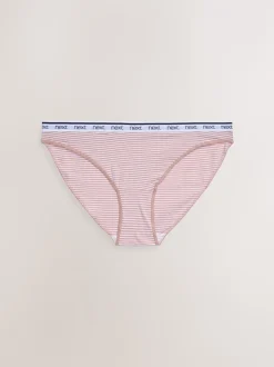 Pink/Blue Stripe High Leg Cotton Logo Knickers 4 Pack