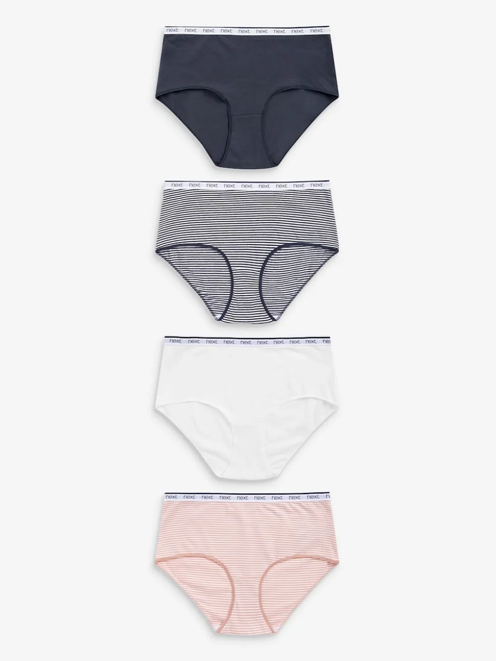 Pink/Blue Stripe Midi Cotton Logo Knickers 4 Pack