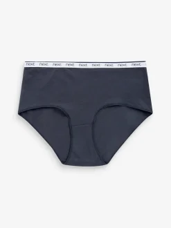 Pink/Blue Stripe Midi Cotton Logo Knickers 4 Pack