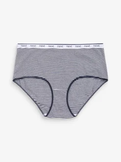 Pink/Blue Stripe Midi Cotton Logo Knickers 4 Pack