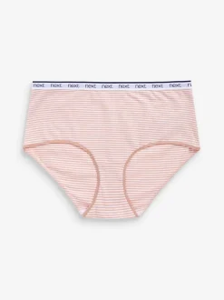 Pink/Blue Stripe Midi Cotton Logo Knickers 4 Pack