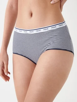 Pink/Blue Stripe Midi Cotton Logo Knickers 4 Pack