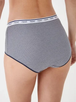 Pink/Blue Stripe Midi Cotton Logo Knickers 4 Pack