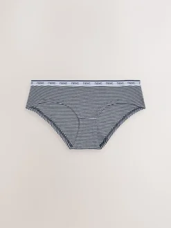 Pink/Blue Stripe Short Cotton Logo Knickers 4 Pack