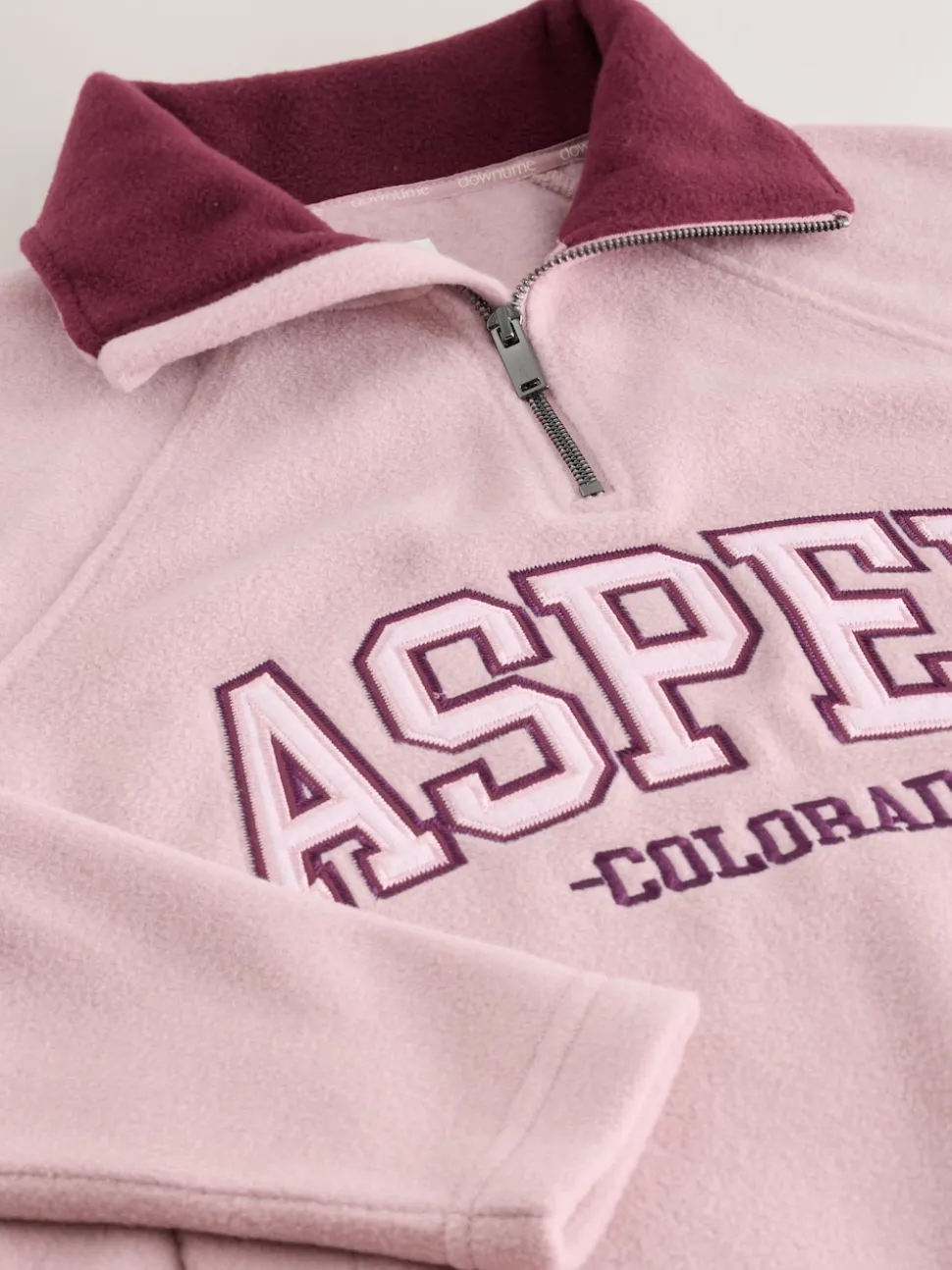 Pink/Burgundy Red Half Zip Graphic Fleece