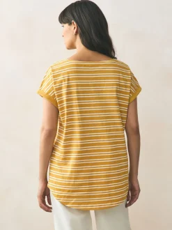 Pink/Green/White/Yellow Stripe/ Palm Print Cap Sleeve T-Shirts 5 Pack