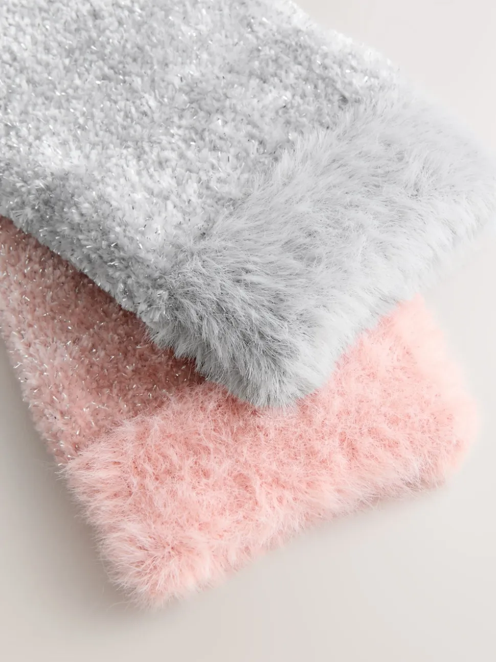 Pink/Grey Sparkle Velvet Cosy Socks 2 Pack