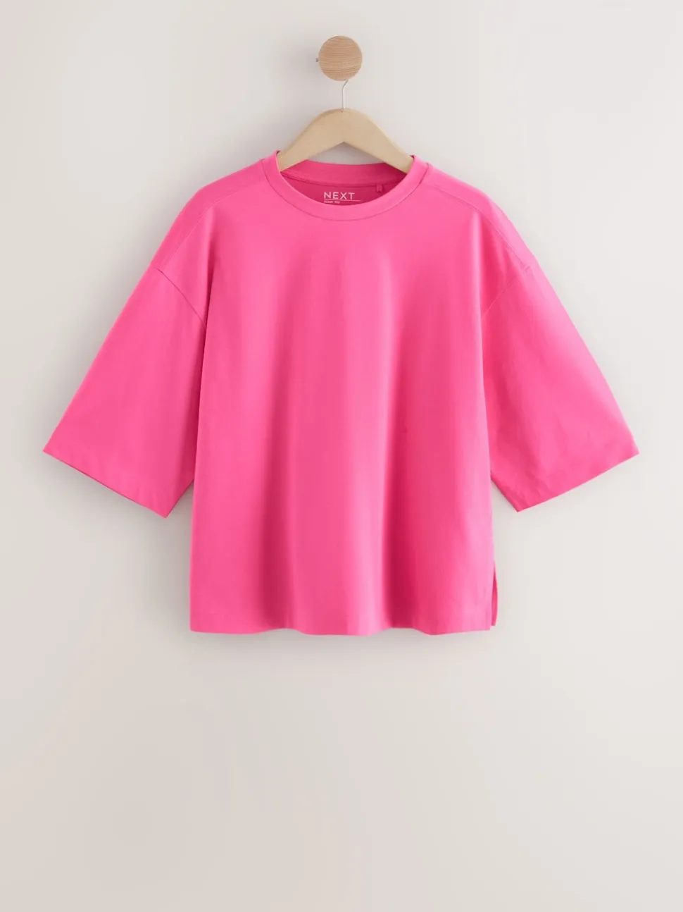 Pink/Khaki/Stripe Elbow Length Crew Neck 100% Cotton T-Shirts 3 Pack