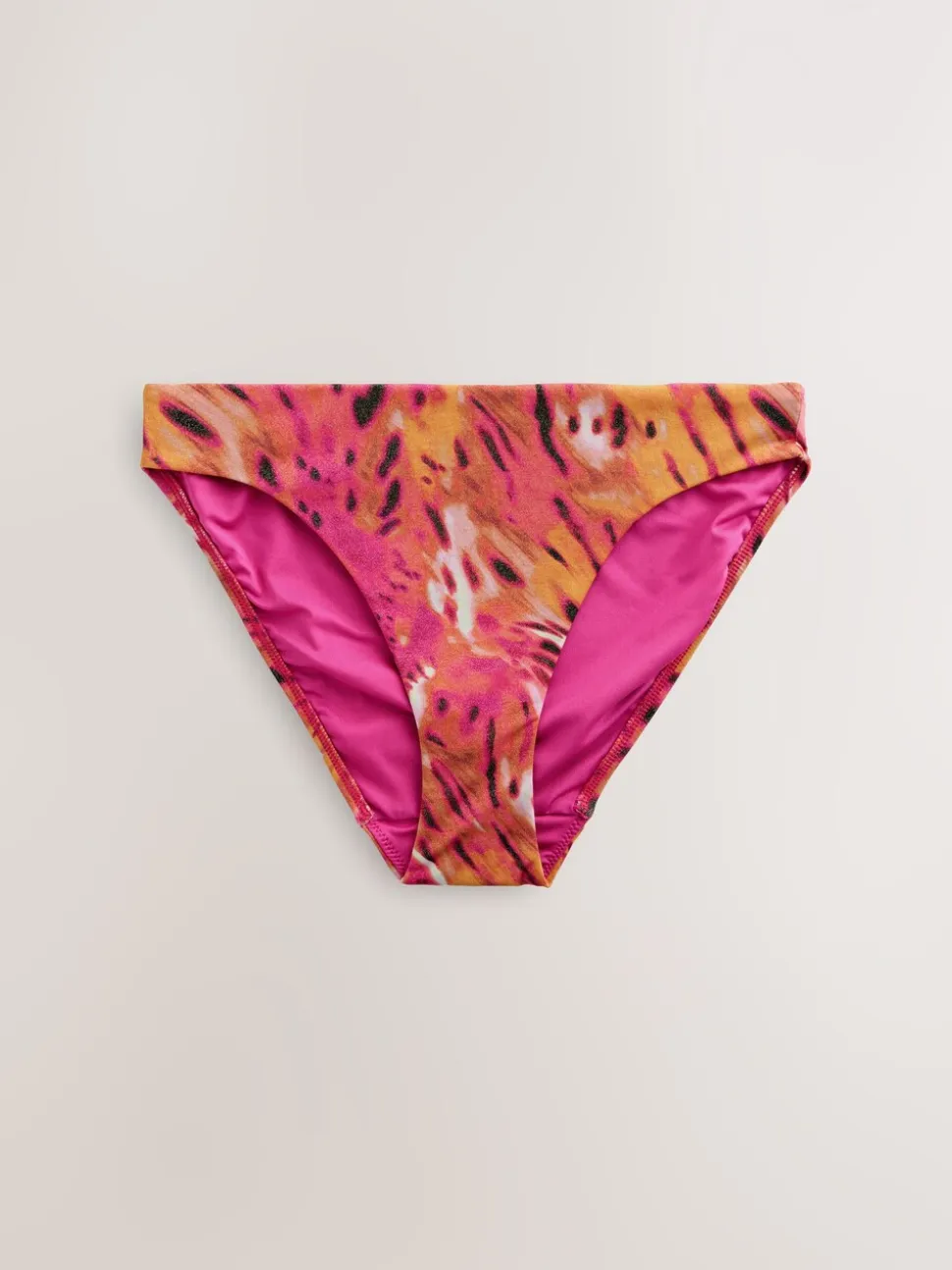 Pink/Orange Metallic High Leg Print Bikini Bottoms
