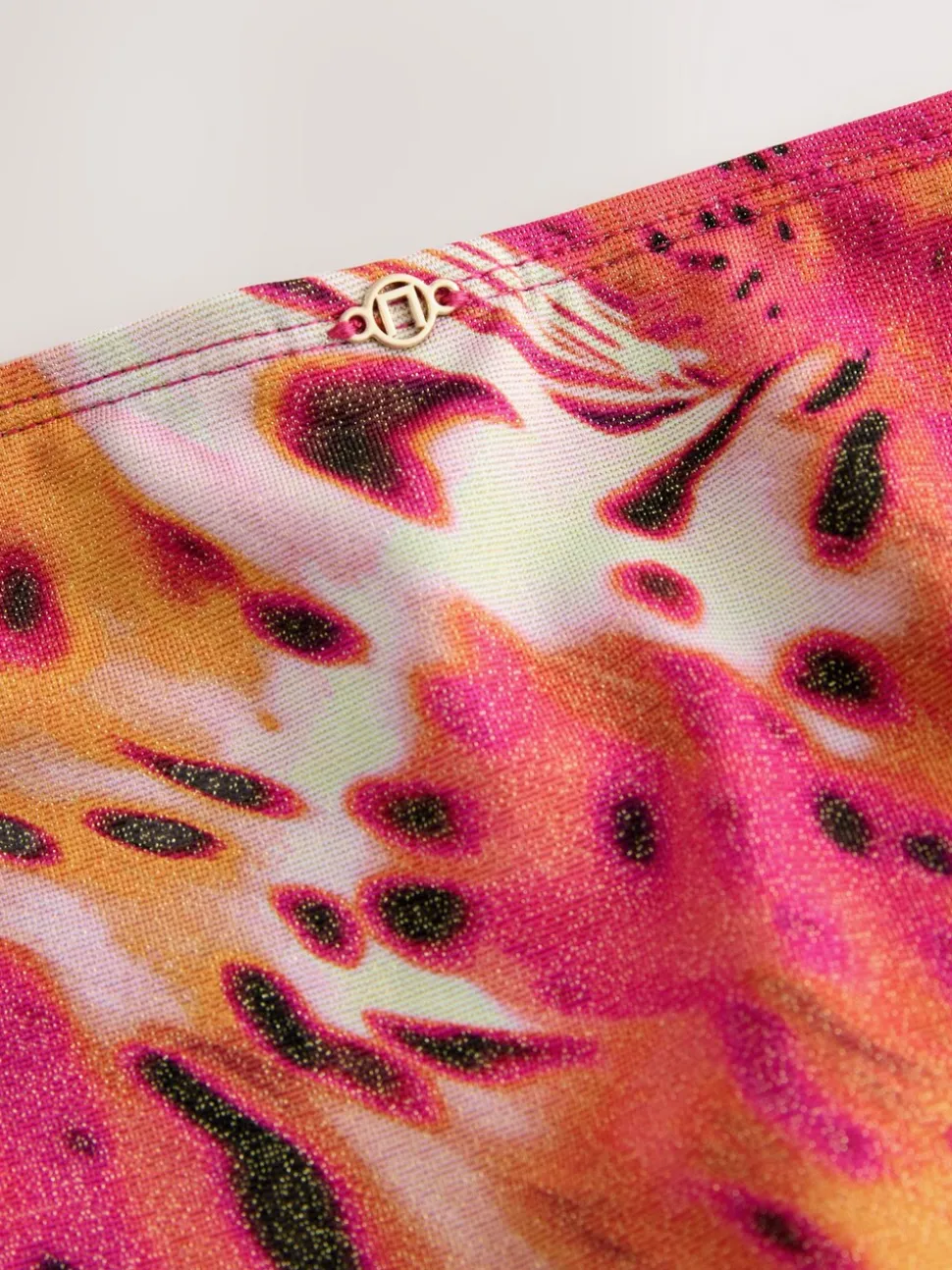 Pink/Orange Metallic High Leg Print Bikini Bottoms