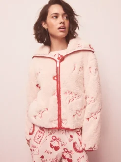 Pink/Red Heart Borg Full Zip Fleece