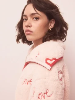 Pink/Red Heart Borg Full Zip Fleece