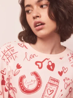 Pink/Red Heart Ribbed Long Sleeve Pyjamas
