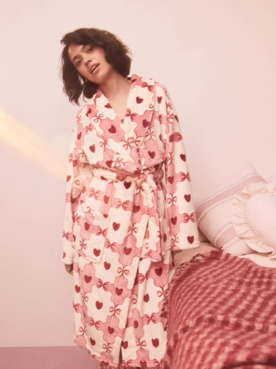 Pink/Red Heart Supersoft Dressing Gown