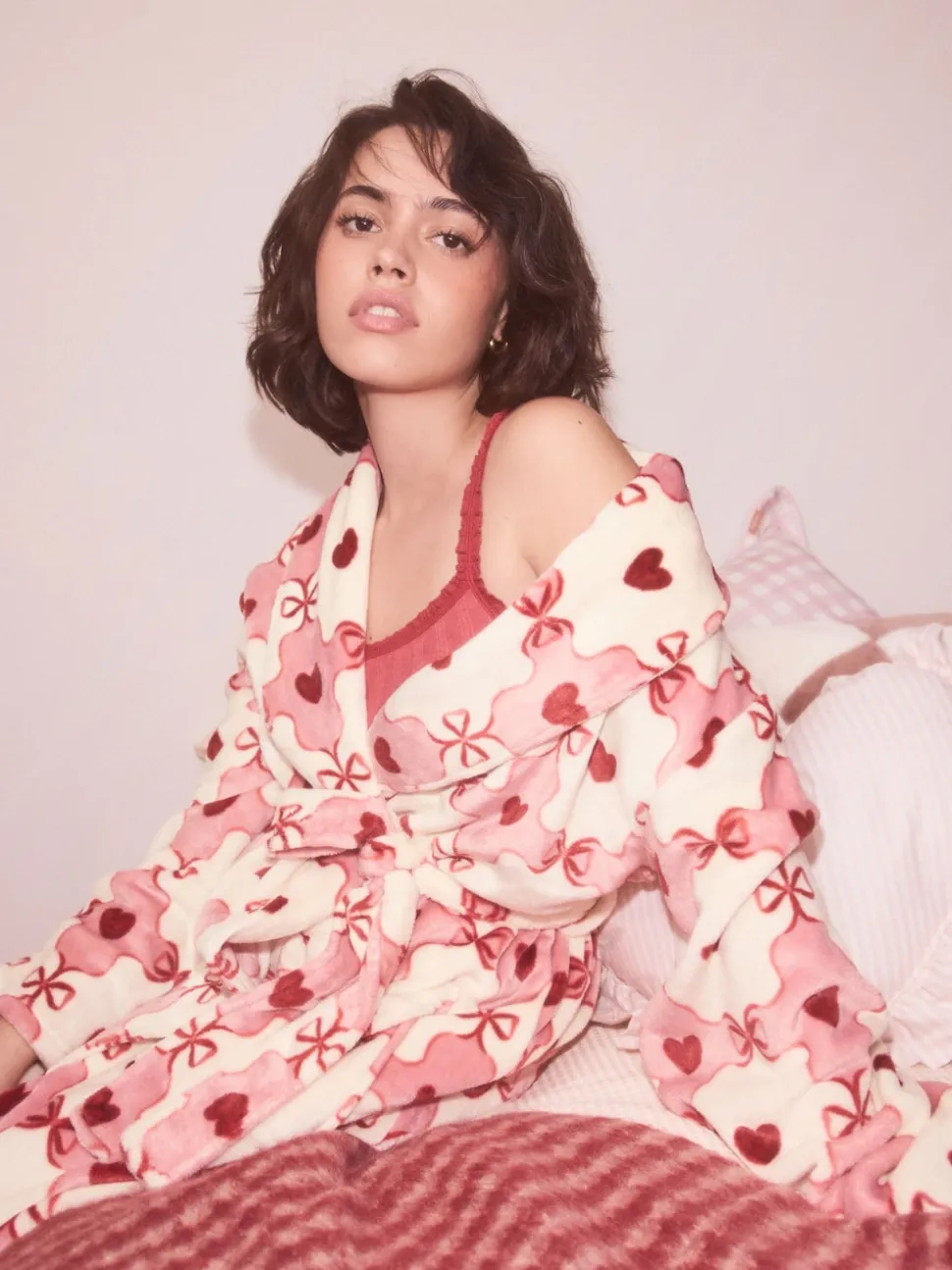 Pink/Red Heart Supersoft Dressing Gown