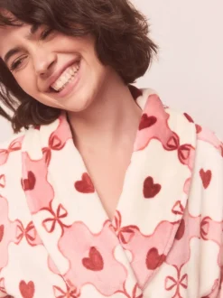 Pink/Red Heart Supersoft Dressing Gown