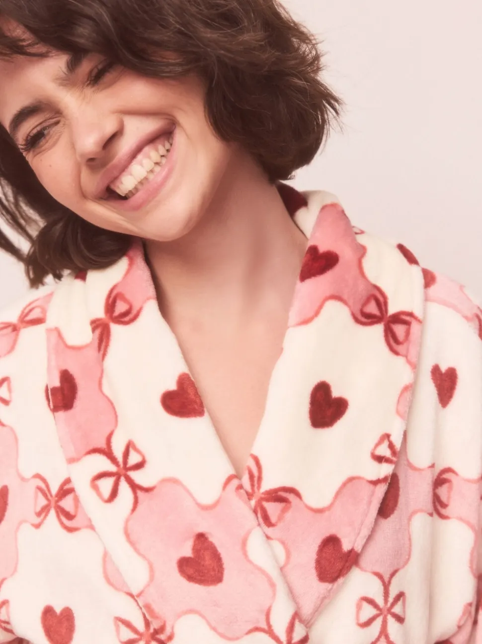 Pink/Red Heart Supersoft Dressing Gown