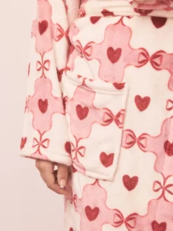 Pink/Red Heart Supersoft Dressing Gown
