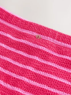 Pink/Red Stripe Crinkle Shorts Swim Shorts Bikini Bottoms