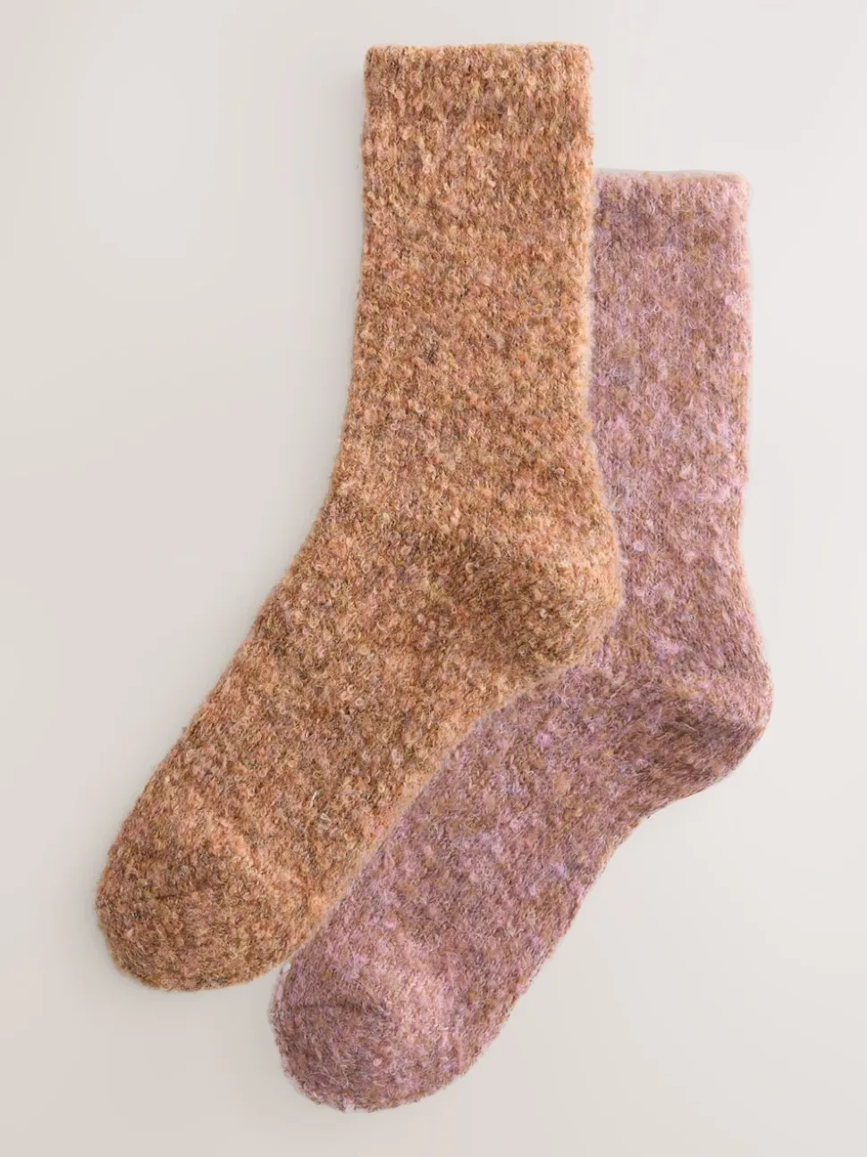 Pink/Rust Boucle Cosy Socks 2 Pack