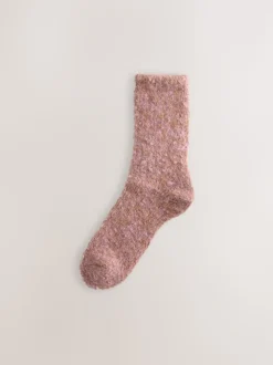 Pink/Rust Boucle Cosy Socks 2 Pack