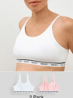 Pink/White Maternity Nursing Crop Ultimate Comfort Tops 2 Pack