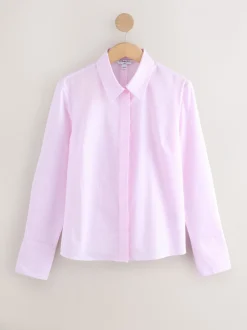 Pink/White Stripe Fitted Stretch Essential Long Sleeve Shirt