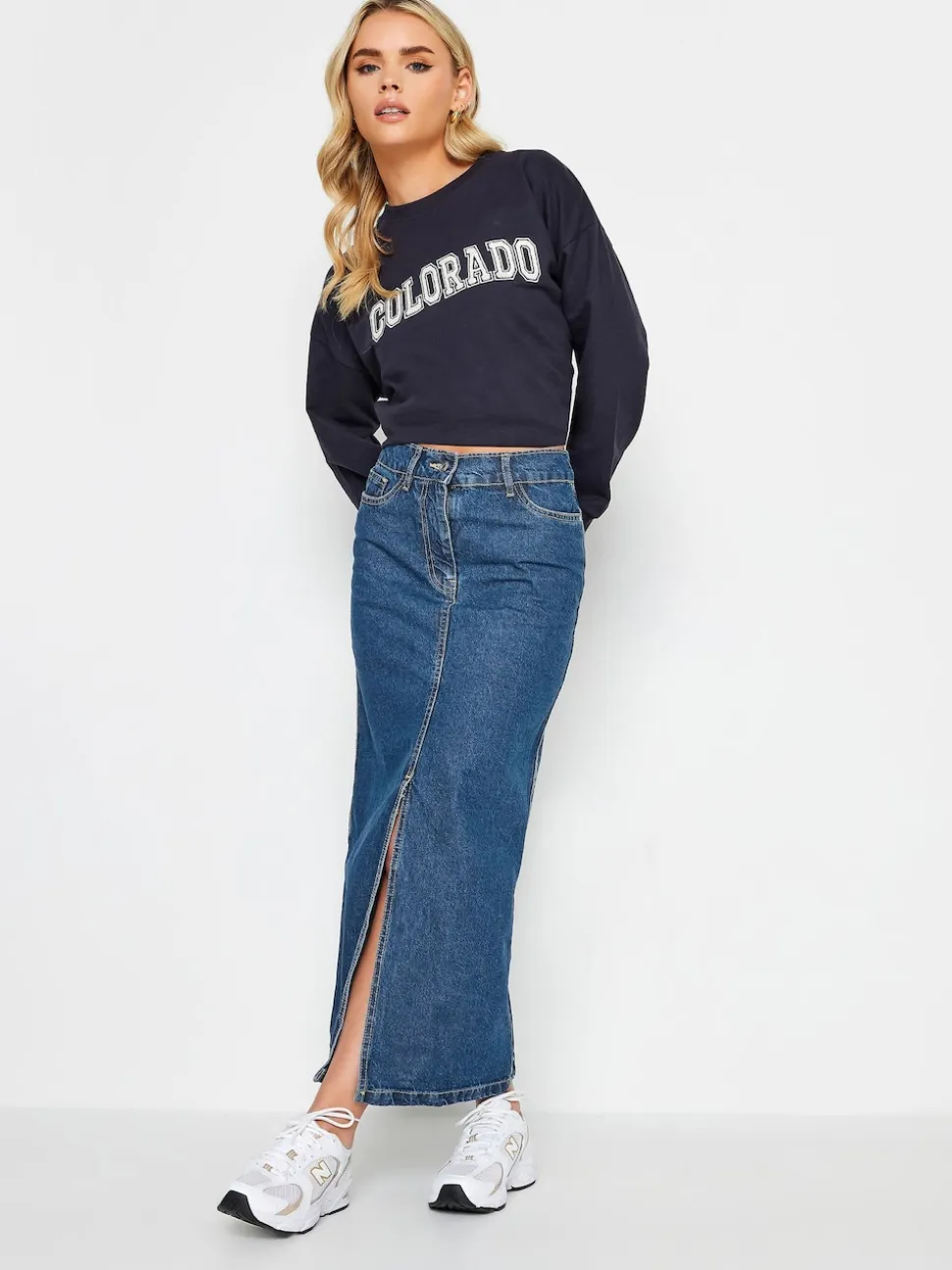 PixieGirl Petite Blue 100% Cotton Maxi Skirt