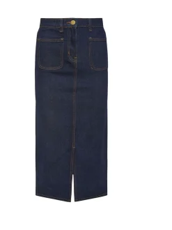 PixieGirl Petite Blue 100% Cotton Patch Pocket Midi Skirt
