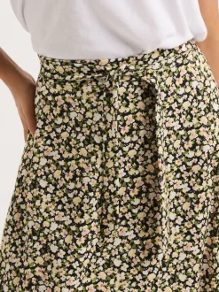 PixieGirl Petite Green Petite Self Belted Midi Skirt