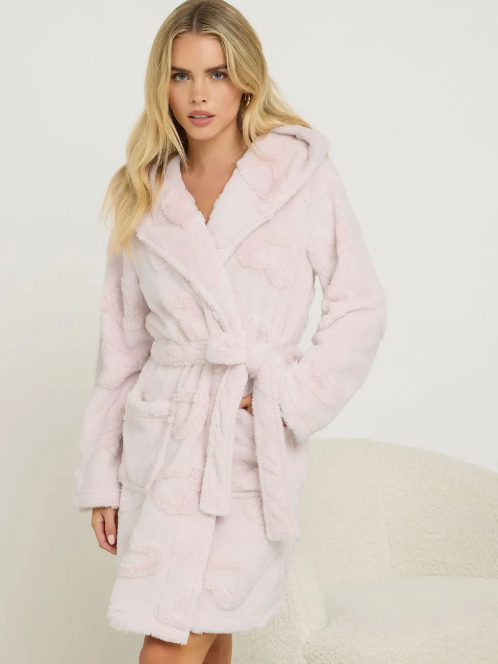 PixieGirl Petite Pink Short Hooded Robe