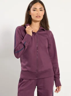 PixieGirl Petite Red Stripe Collar Zip Sweatshirt