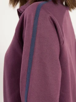 PixieGirl Petite Red Stripe Collar Zip Sweatshirt