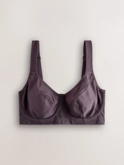 Plum Purple DD+ Non Pad Full Cup Dry Tech High Impact Sports Bra