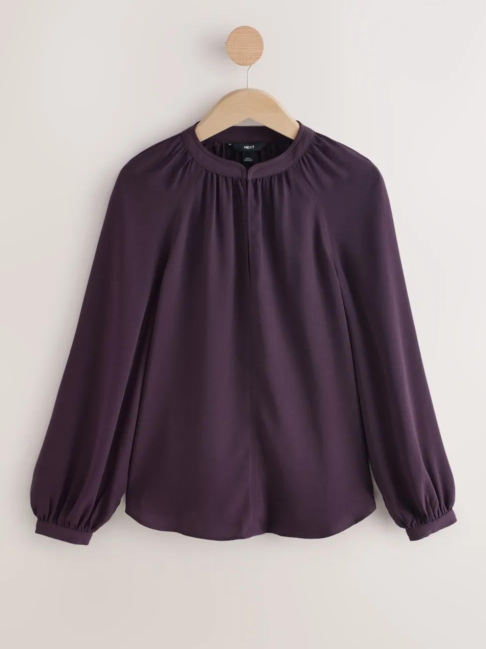 Plum Purple Long Sleeve V-Neck Blouse