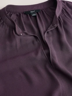 Plum Purple Long Sleeve V-Neck Blouse