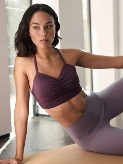 Plum Purple Seamless Strappy Sports Bra