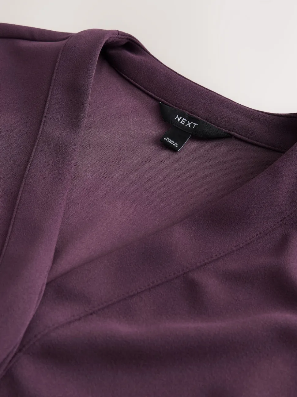 Plum Purple V-Neck Short Sleeved Tie Waist Top