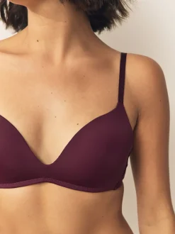 Plum Purple/Navy A-E Push Up Padded Non Wired Smoothing Bras 2 Pack