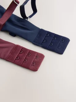 Plum Purple/Navy A-E Push Up Padded Non Wired Smoothing Bras 2 Pack